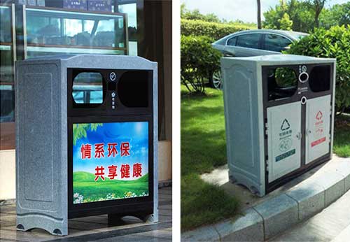  欣方圳仿大理石垃圾桶廠家為清遠(yuǎn)高校送貨上門(mén)。