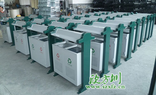 欣方圳鋼板分類垃圾桶，二十年專為小區(qū)潔凈服務