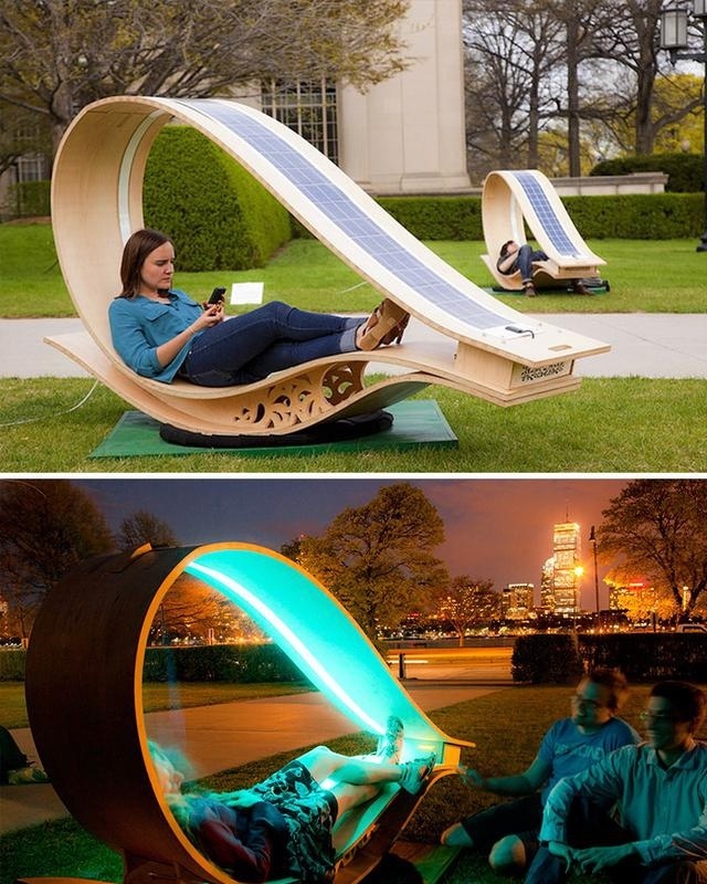 太陽能戶外休閑椅子夜晚能發(fā)光，創(chuàng)意設(shè)計(jì)裝飾公共空間藝術(shù)性